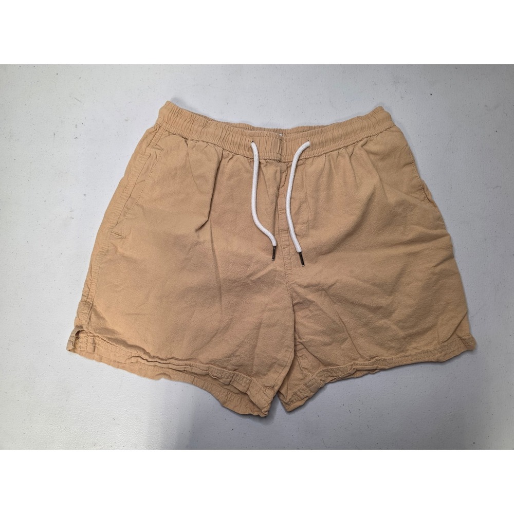 AND NOW THIS Mens Tan Cotton Linen Blend Drawstring Pull On Shorts Size S